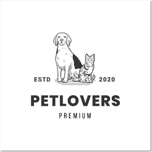 Cats Dogs Retro Petlovers Premium Brand Estd Established in 2020 Posters and Art